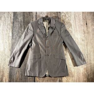 Banana Republic Mens Three Button Brown Pinstriped Cotton Blazer 40R.